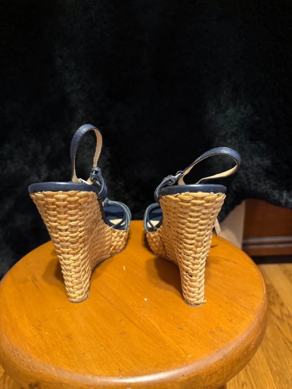 Navy sandal wedges